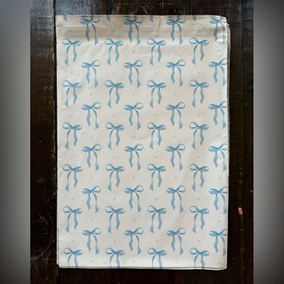 (25ct) Polymailer 10x13 blue bow - Picture 1 of 2